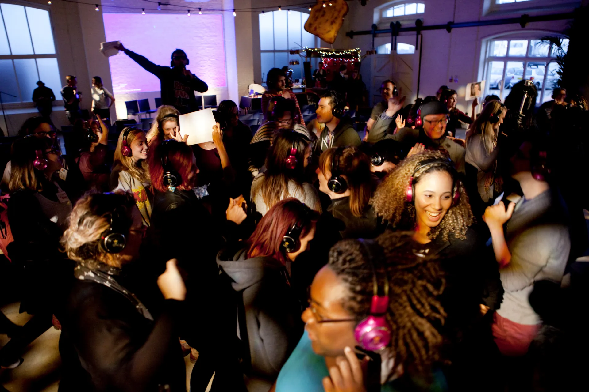 Crowd of people dancing